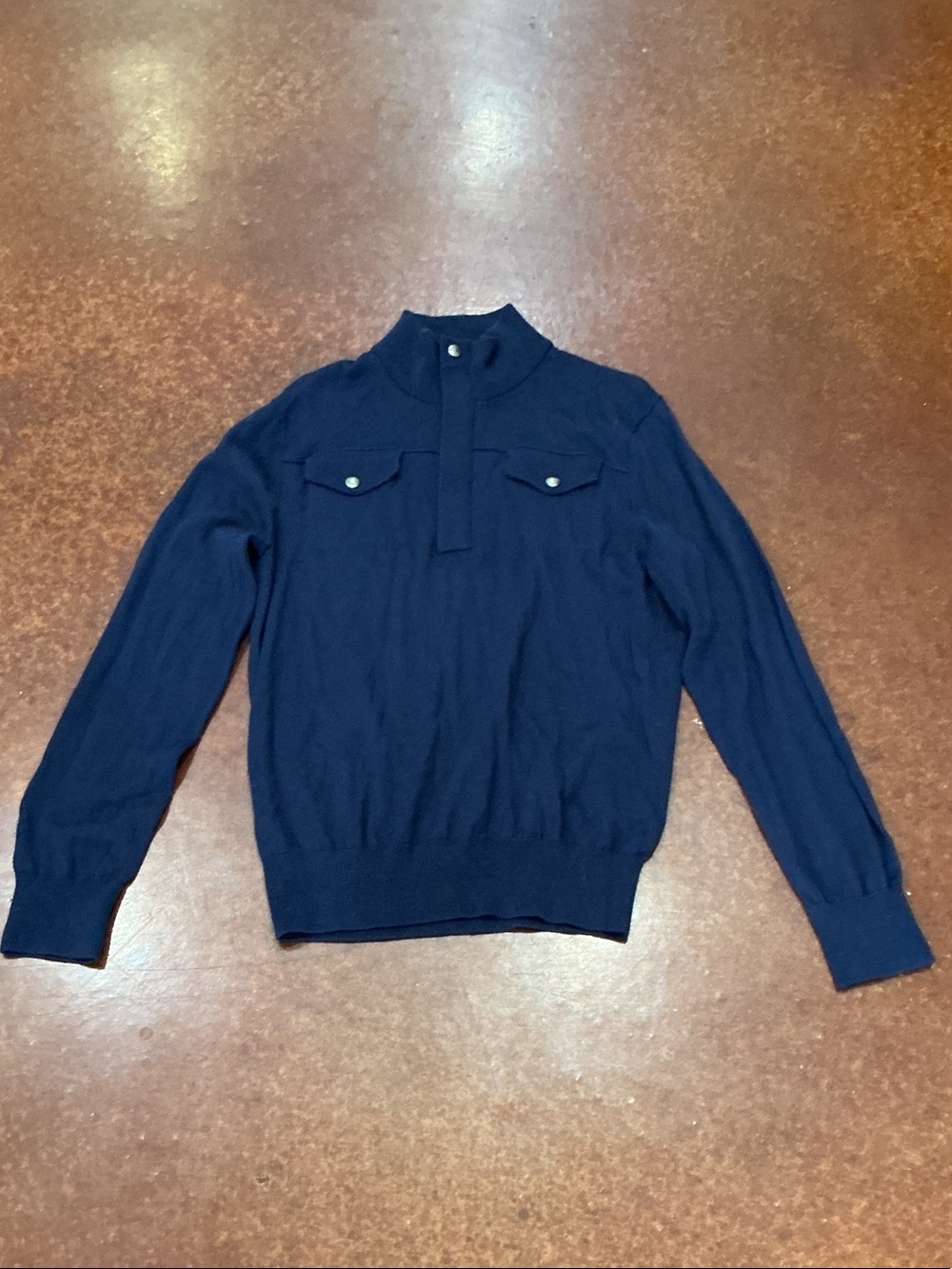 Banana Republic Navy Half-Zip Mock Neck Sweater